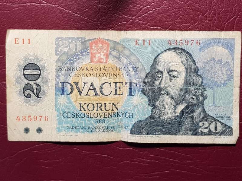 1988 Czechoslovakia 20 Korun Note