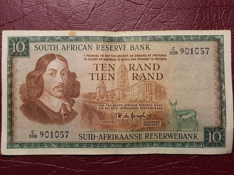 RSA 10 Rand Note - TW De Jongh