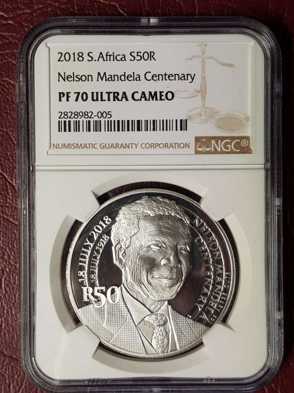 2018 SA Nelson Mandela Centenary R50 -NGC Graded PF 70 Ultra Cameo