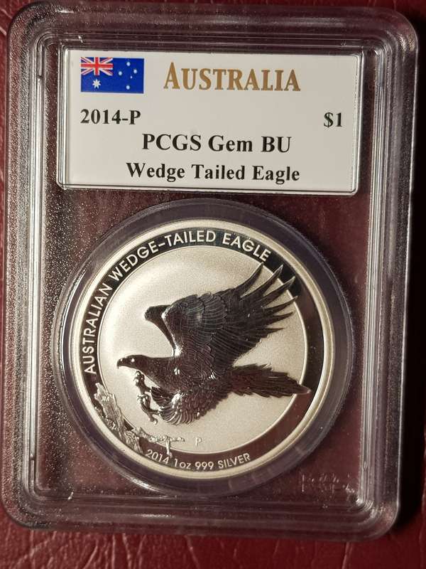 2014 Australia 1 Oz .999 Silver $1 - Wedge Tailed Eagle - PCGS Graded Gem BU