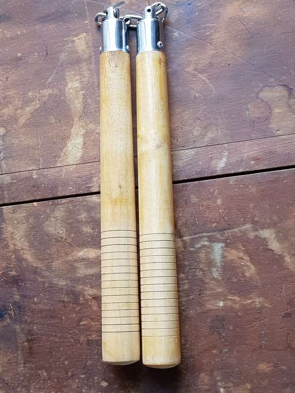 Metal Chain Wood Nunchaku Fighting Sticks As Good As New