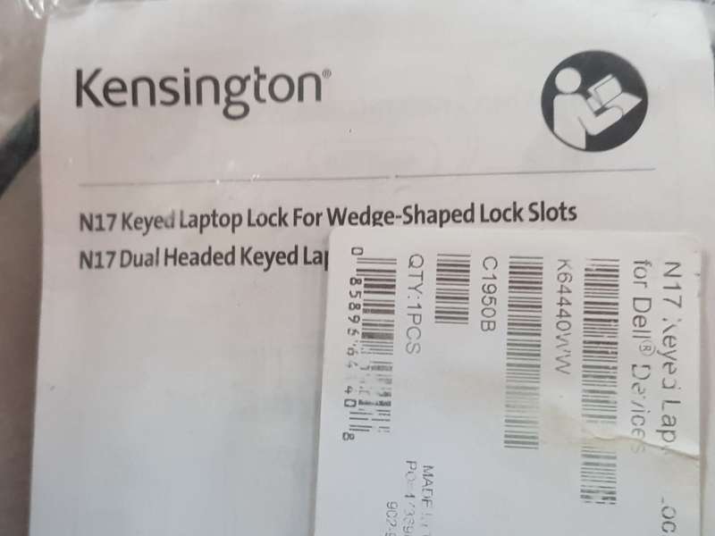 New Kensington N17 Keyed Laptop Lock For Wedge-Shaped Lock Slots Dual Headed Key