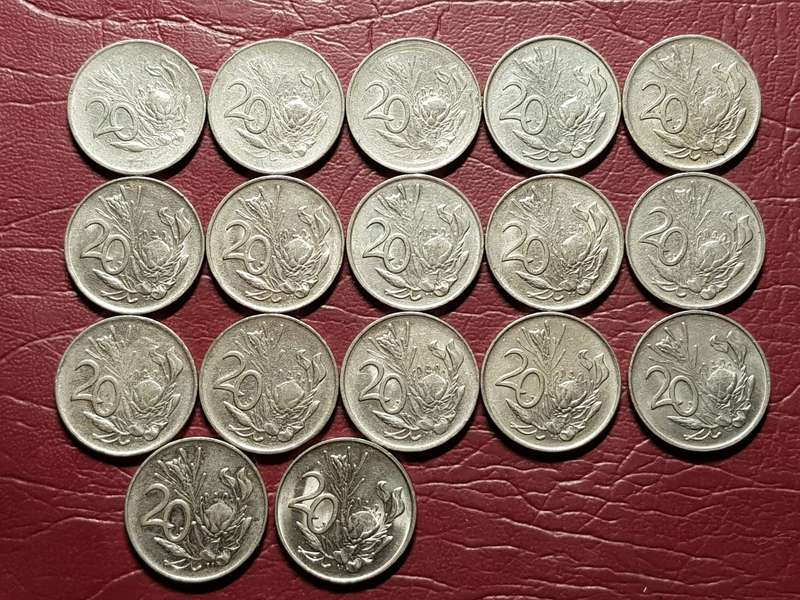 A Lot Of 17 RSA Nickel 20 Cent Coins - Different dates - [Bid per coin to take all]