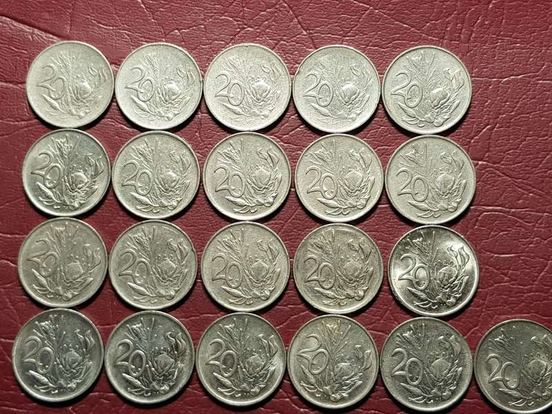 A Lot Of 20 RSA Nickel 20 Cent Coins - [Bid per coin to take all]