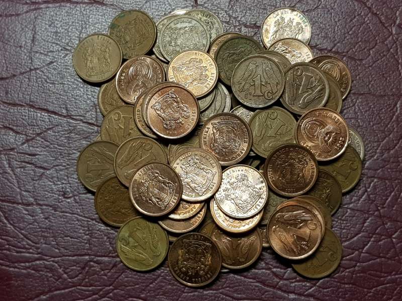 A Lot Of 75 RSA 1 Cent Coins - [Bid per coin to take all]