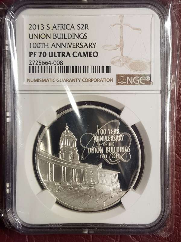 2013 RSA Silver R2 Union Buildings 100th Anniversary - NGC Graded Pf 70 Ultra Cameo