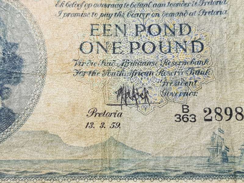 13. 3. 59 One Pound SARB Note - MH De Kock