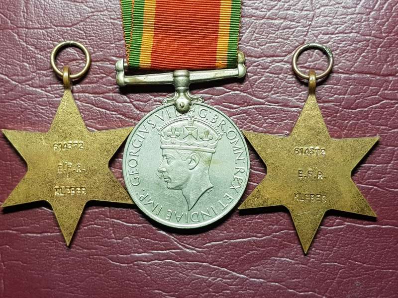 A Set Of 3 WW2 Medals Issued To 614372 E.F.R. Kleber