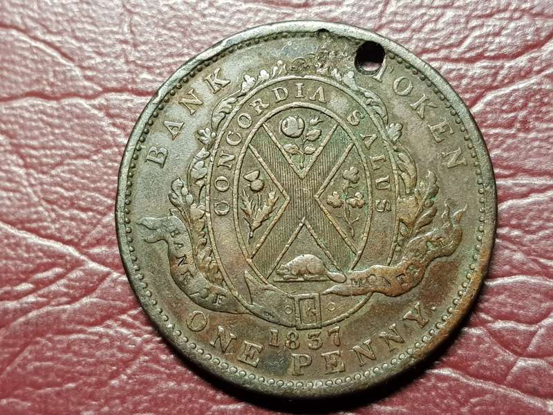 1837 Lower Canada (Canadian provinces) 1 Penny / 2 Sous Bank of Montreal