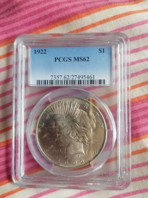Very rare 1922 peace Dollar graded