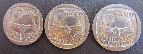Three Presidential Inauguration R5 coins 1994