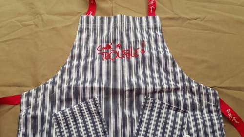 HAPPY APRONS!!! KIDDIES BLUE STRIPES "COOKING UP TROUBLE!" APRON!!!!