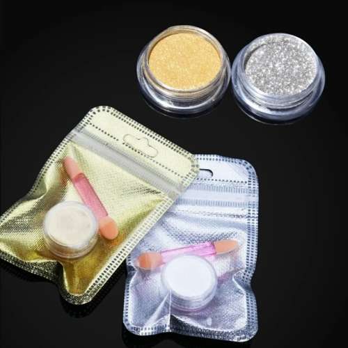 SILVER OR GOLD HOLOGRAPHIC POWDER SET WITH APPLICATOR!!!!!