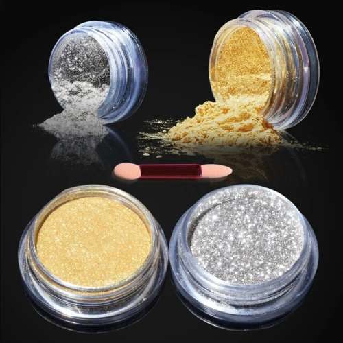 SILVER OR GOLD HOLOGRAPHIC POWDER SET WITH APPLICATOR!!!!!