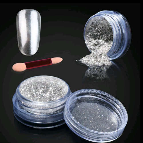 SILVER OR GOLD HOLOGRAPHIC POWDER SET WITH APPLICATOR!!!!!