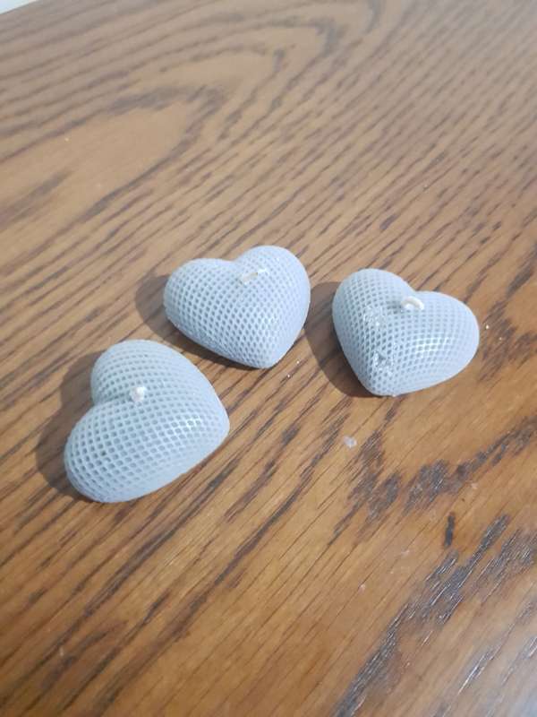 Trio of small Grey Heart Candles
