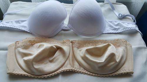 2 STUNNING BRA'S!!!! 1 WHITE PADDED AND 1 STRAPLESS BEIGE!!!! 36B
