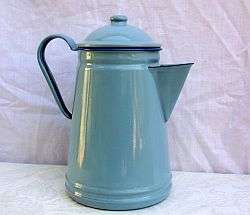 A REMARKABLE BABY BLUE COFFEE CAN - GREAT ENAMELWARE PIECE