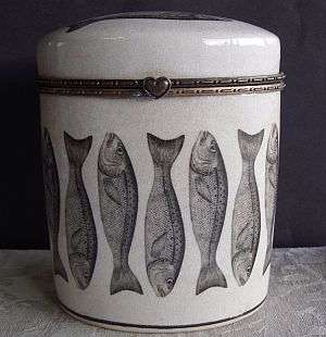 PORCELAIN JAR WITH FISH MOTIF - GREAT GIFT