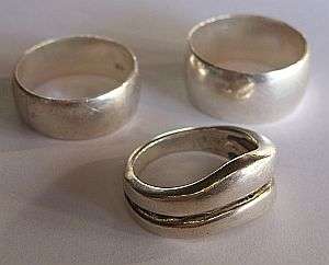 THREE SOLID WIDE STERLING SILVER RINGS - WEDDING BANDS