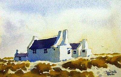 AN ORIGINAL WATERCOLOR ( ARNISTON ) SIGNED BY THE ARTIST PETER MILLS