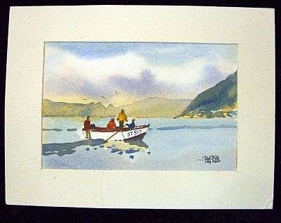 AN ORIGINAL WATERCOLOR ( LONG BEACH ) SIGNED BY THE ARTIST PETER MILLS