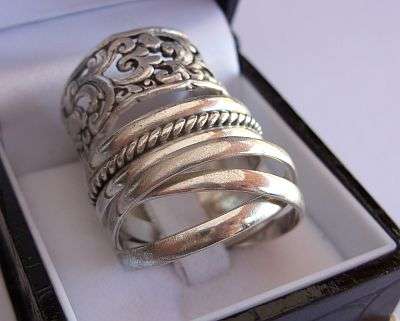 THREE STERLING SILVER RINGS - RUSSIAN WEDDING RING , SMART BAND , UNUSUAL WIDE BAND