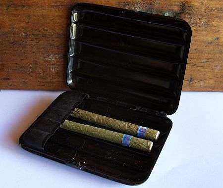 AN ART DECO PERIOD CIGAR CASE - POSSIBLY BAKELITE