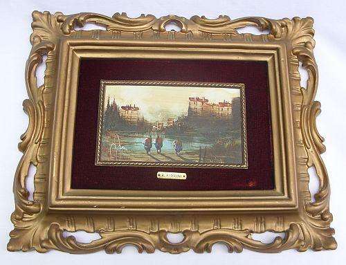 A REMARKABLE MINIATURE OIL PAINTING , SIGNED AND WITH PLAQUE - R FIORINI - ITALIAN