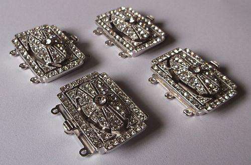 WOW !! TOP CLASS STERLING SILVER CLASPS SET WITH FACETED CZ STONES !!! MAKE A DREAM .....