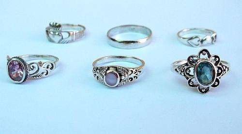 EXQUISITE !!! 6 ASSORTED STERLING SILVER RINGS..AMAZING DEALS..BID PER RING TO TAKE THE LOT !!!!