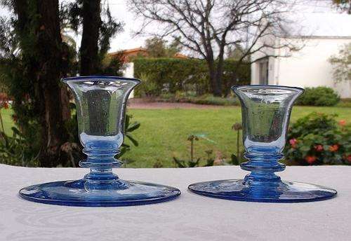 A STUNNING PAIR OF CRYSTAL CANDLE HOLDERS BY FAMOUS WEBB GORBETT OF ENGLAND !!! EXCELLENT CONDITION