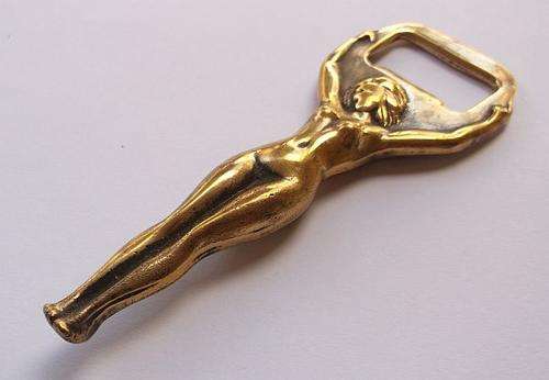 AN AWESOME 1950`S ""EROTICA"" SOLID BRASS NUDE LADY BOTTLE OPENER ....GREAT CONVERSATION PIECE ..!!!