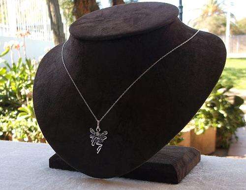 AN ADORABLE STERLING SILVER FAIRY PENDANT WITH A STERLING SILVER NECKLACE...AG MOEDER MA ...SWEET !!