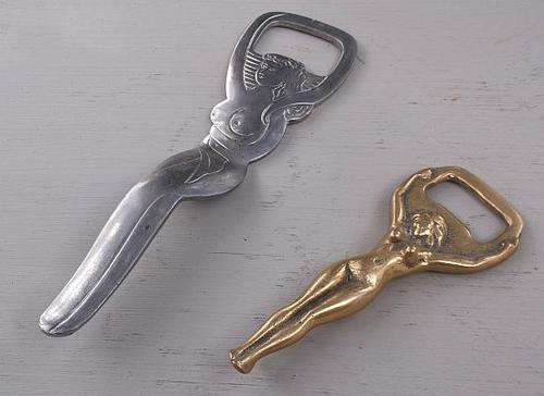 TWO NAUGHTY EROTICA LADY FORM BOTTLE OPENERS ...ONE VINTAGE ...ONE A LITTLE YOUNGER ...BOTH GREAT !!