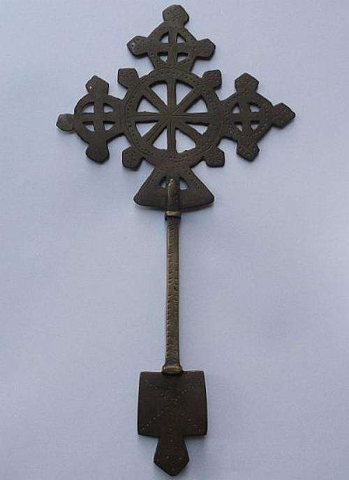 A RARE ANTIQUE ETHIOPIAN BRONZE COPTIC CROSS .....SUPER FIND !!! AFRICAN ART !!! WOW !!!