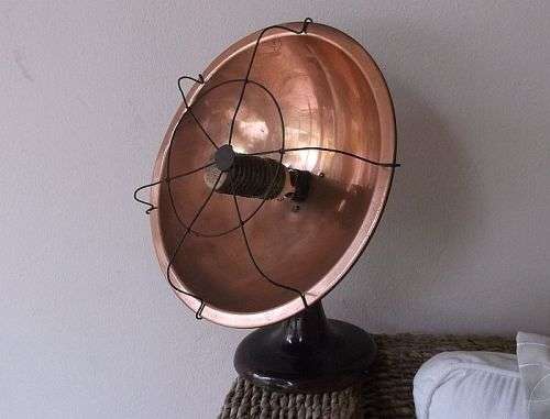 A SPECTACULAR LARGE ANTIQUE COPPER SPACE HEATER !!! AWESOME !!! CAST IRON BASE...WOW !!!!
