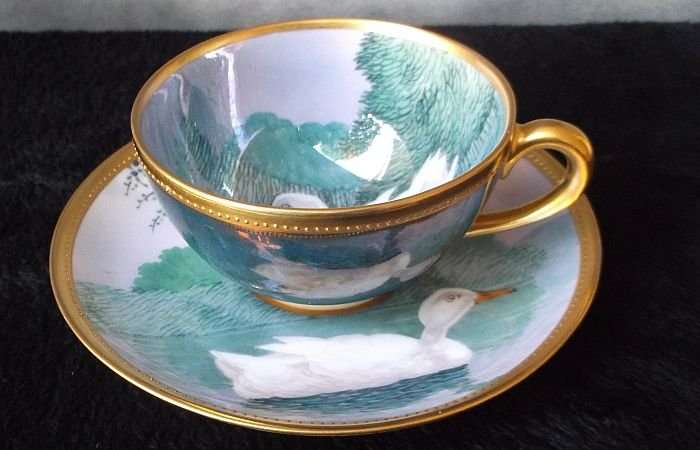 AMAZING !! A hand painted and signed espresso size cup & saucer set from Dresden Germany ...WOW !!!!