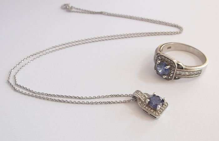 WOW !! WOW !! WOW !! STERLING SILVER RING ...NECKLACE...PENDANT...SET WITH FACETED STONES