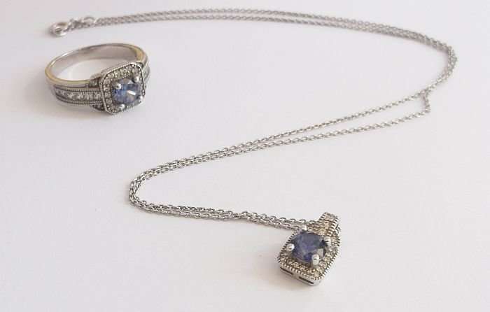 WOW !! WOW !! WOW !! STERLING SILVER RING ...NECKLACE...PENDANT...SET WITH FACETED STONES