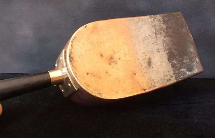 AN OLD COPPER AND ADDED METAL COAL SCOOP ....