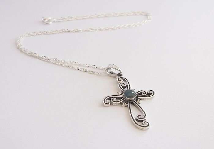 A STERLING SILVER NECKLACE PLUS A STERLING SILVER CROSS PENDANT ...SEE PICS