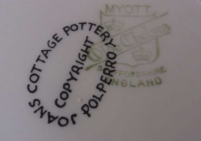 A VINTAGE HUMOROUS PLATE BY MYOTT ENGLAND ....POLPERRO ...JOANS COTTAGE POTTERY