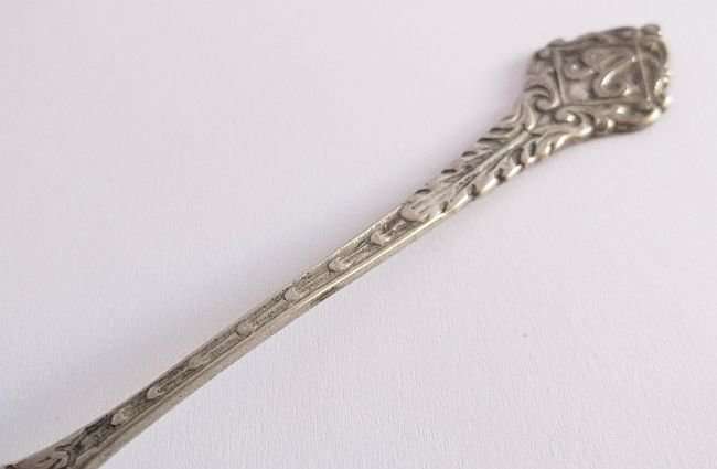 AN OLD DUTCH SILVER TEASPOON WITH THE LETTER ""A""
