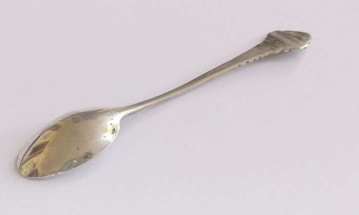 AN OLD DUTCH SILVER TEASPOON WITH THE LETTER ""A""
