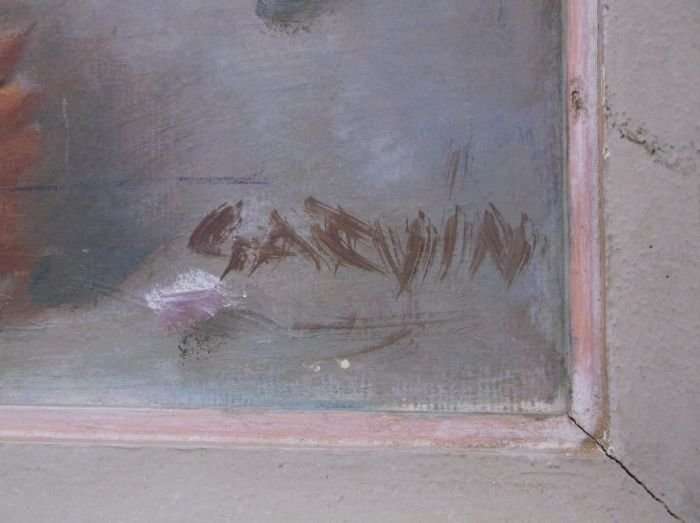 AN INTRIGUING ORIGINAL STILL LIFE OIL ON BOARD OF A TEDDY AND FLOWERS SIGNED BY THE ARTIST GARVIN...