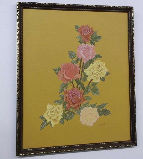 AN ORIGINAL OIL ON BOARD SIGNED BY THE ARTIST VERENA DEPICTING GORGEOUS ROSES ...WOW !!!