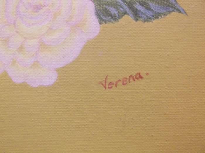 AN ORIGINAL OIL ON BOARD SIGNED BY THE ARTIST VERENA DEPICTING GORGEOUS ROSES ...WOW !!!