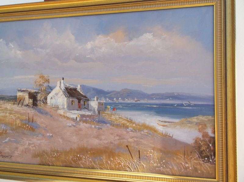 ASEMROWEND !! ORIGINAL OIL ON BOARD OF A SEASCAPE BY KNOWN SA ARTIST PAUL ASCOT ....GREAT WORK !!!