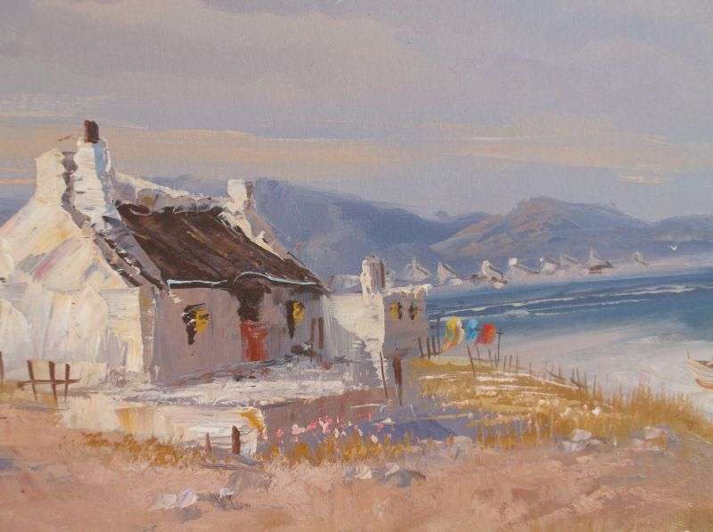ASEMROWEND !! ORIGINAL OIL ON BOARD OF A SEASCAPE BY KNOWN SA ARTIST PAUL ASCOT ....GREAT WORK !!!